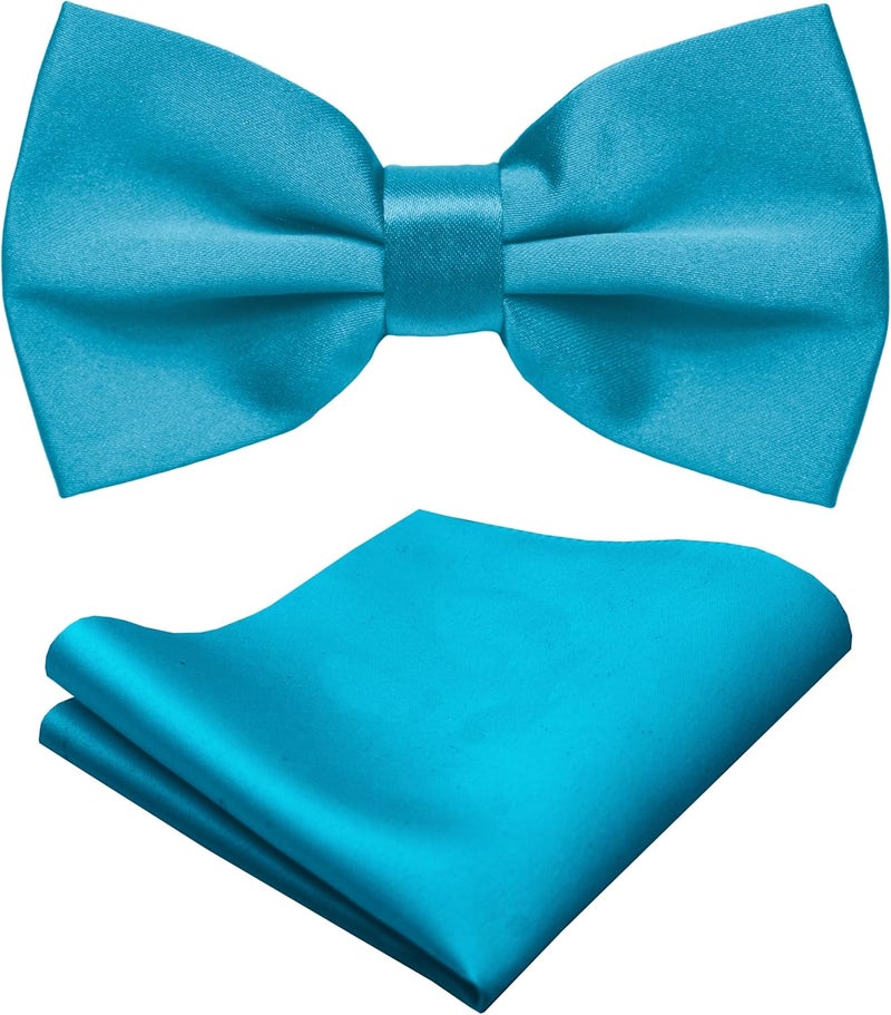 Trilece Bow Ties for Men - Mens Solid Color Formal Pre Tied Bowtie and Pocket Square Sets - Mens Bowties Bow Tie Sets - Image 1